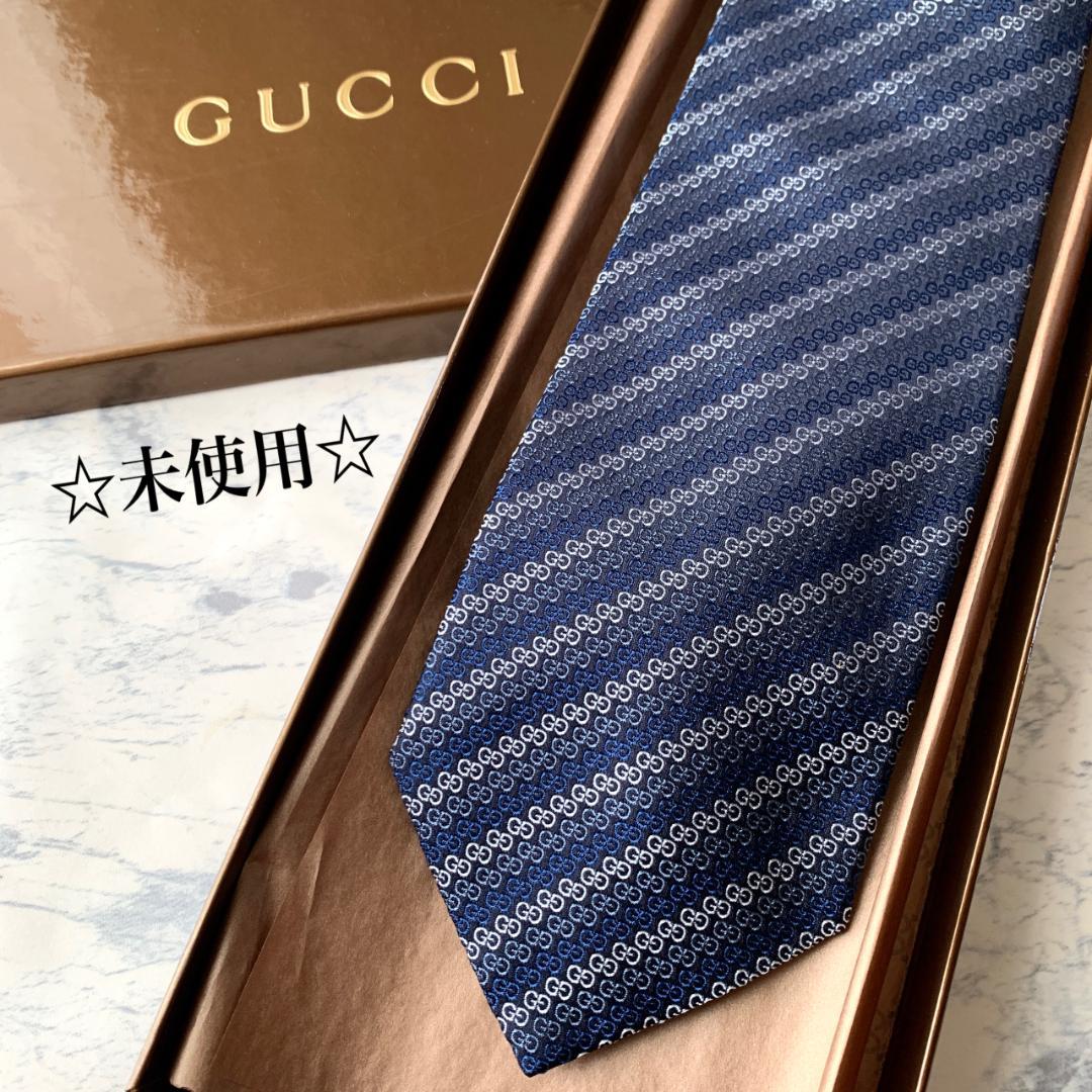 【未使用】GUCCI ネクタイ インターロッキングG柄 シルク 高級感