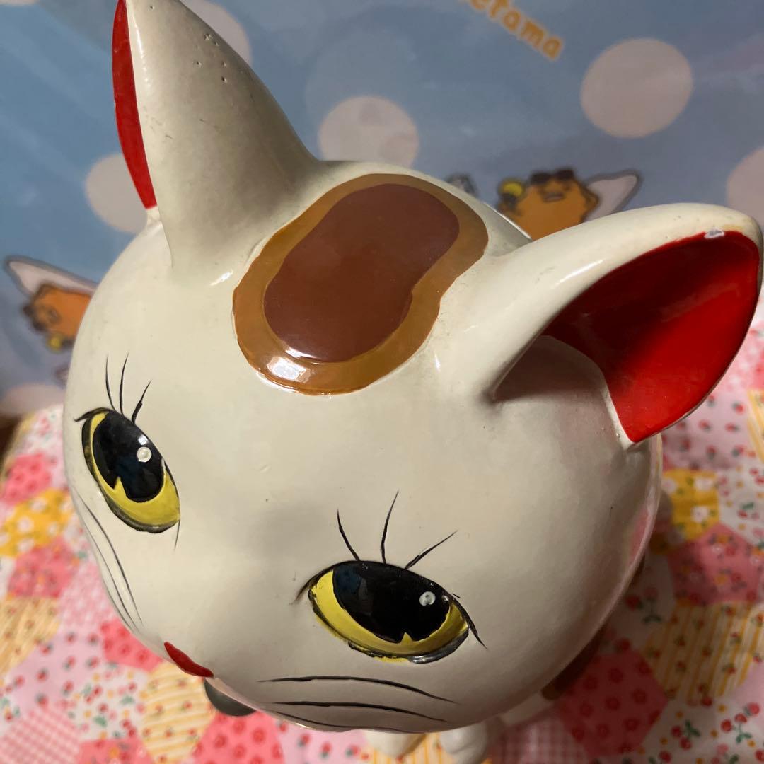 レトロ　陶器製 猫の置物　貯金箱　レア