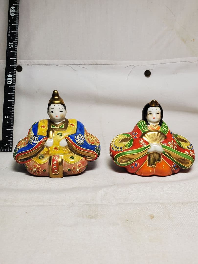保管品　レトロ　お雛様　九谷焼　盛り上げ　高さ約9㎝　収集品　⑤