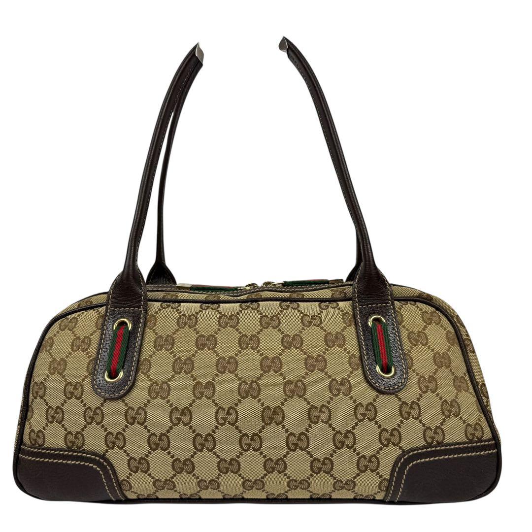 【美品】GUCCI グッチ GGキャンバス ミニボストンバッグ シェリーライン