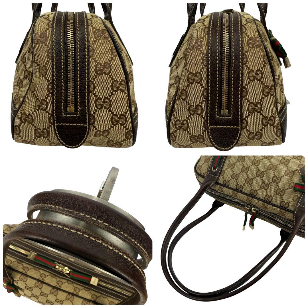 【美品】GUCCI グッチ GGキャンバス ミニボストンバッグ シェリーライン