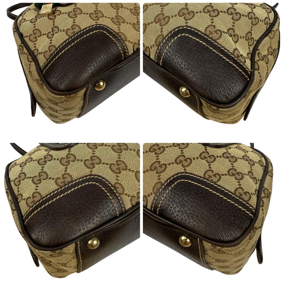 【美品】GUCCI グッチ GGキャンバス ミニボストンバッグ シェリーライン