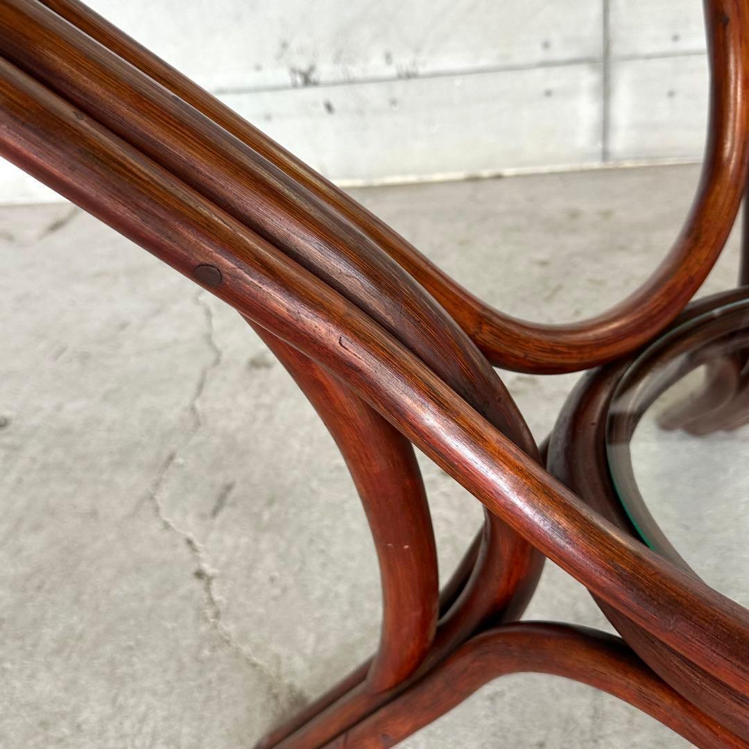 ꧁オールドラタン꧂ 90s大型 ガラステーブル 直径91cm リゾート モダン