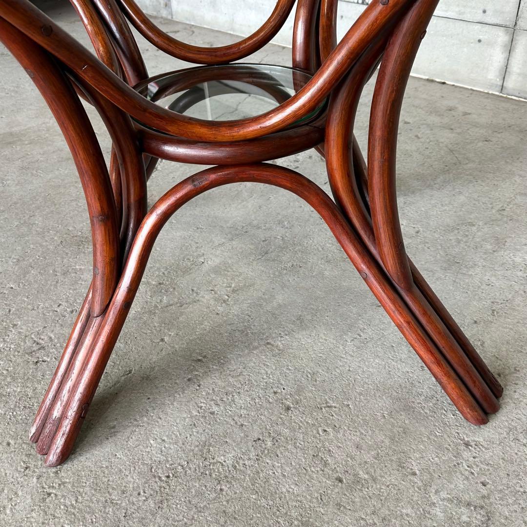 ꧁オールドラタン꧂ 90s大型 ガラステーブル 直径91cm リゾート モダン