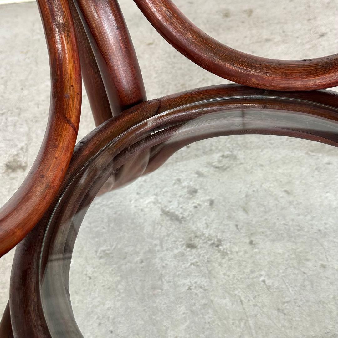 ꧁オールドラタン꧂ 90s大型 ガラステーブル 直径91cm リゾート モダン