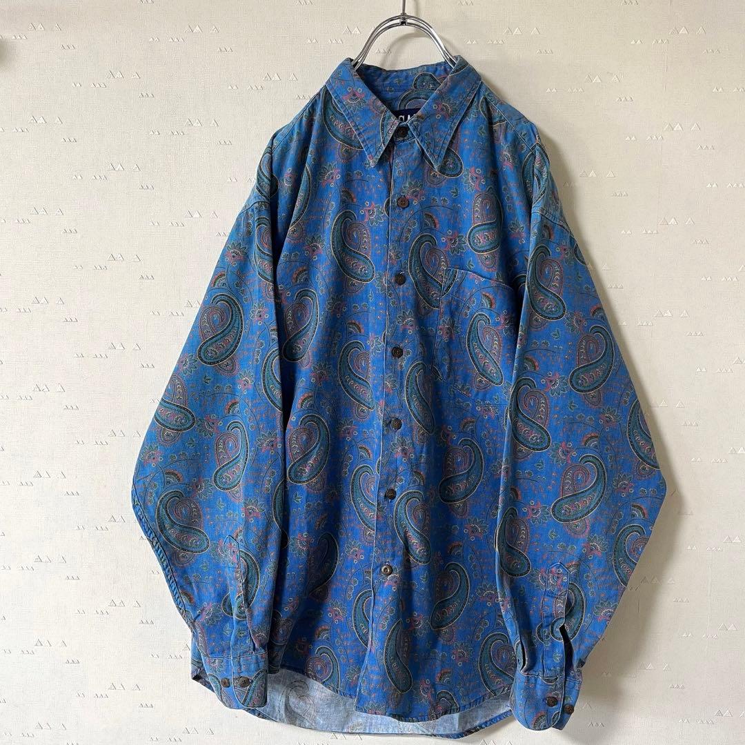 古着 90's オールド GAP ペイズリー柄 総柄シャツ シャツ