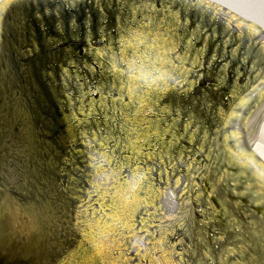 丸鉢　美濃焼？　花器　花瓶　盆栽鉢　水鉢　一点もの　焼物　工芸品