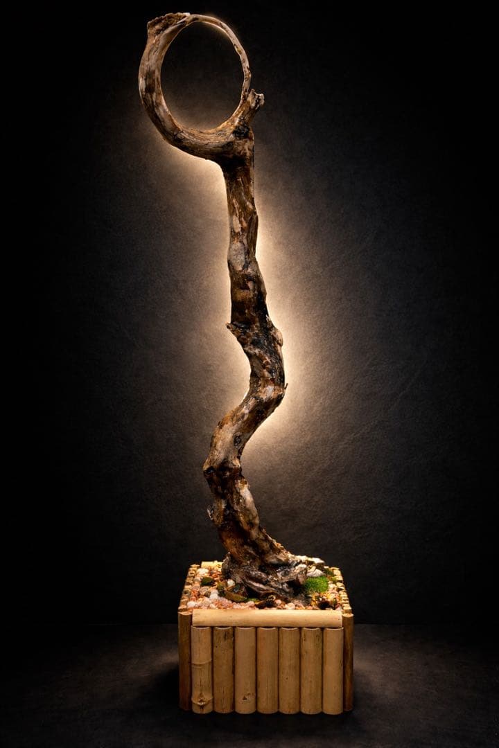【一点物】流木LEDスタンドライト｜高さ90cm｜天然流木×レジン土台｜間接照明