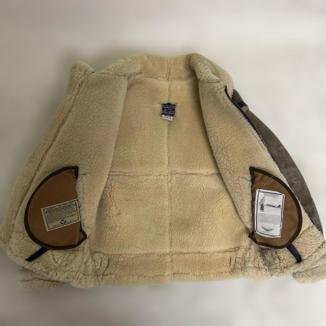 AVIREX B-3 フライトジャケット ムートン ボア 羊革 レザー 茶 34