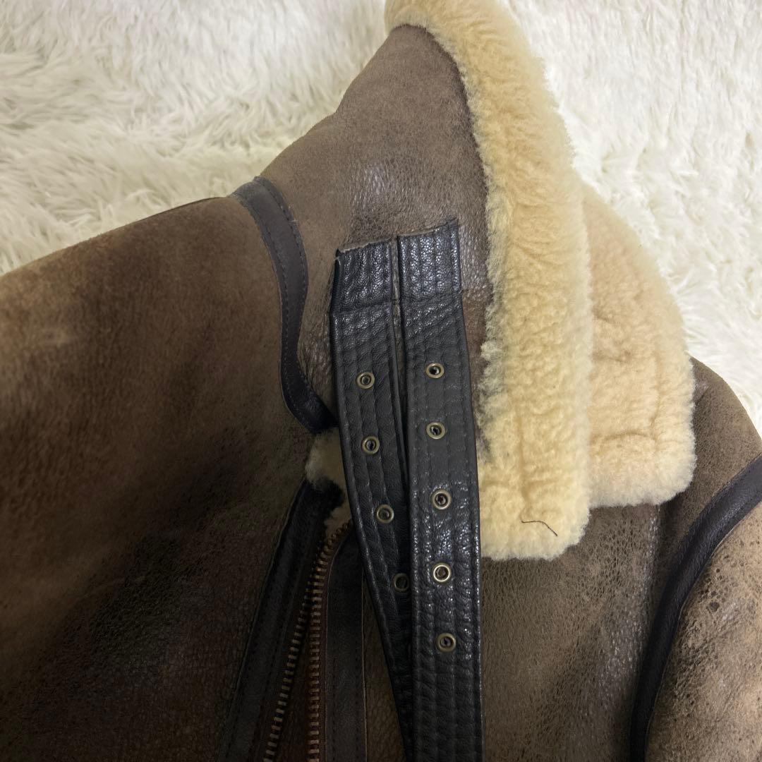 AVIREX B-3 フライトジャケット ムートン ボア 羊革 レザー 茶 34