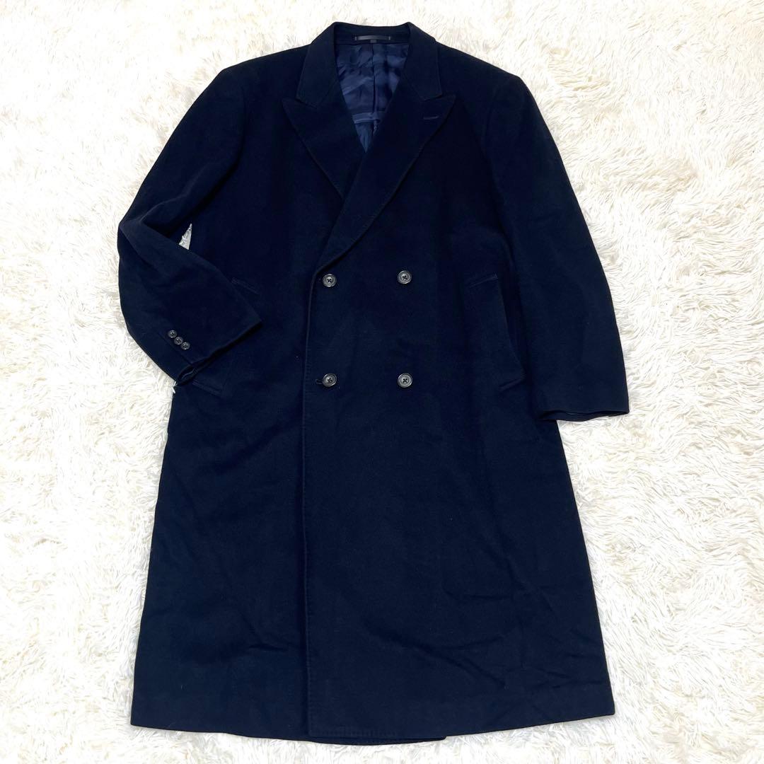 カシミヤ100% ダブルチェスターコート ジェントローレル ダークネイビー　XL