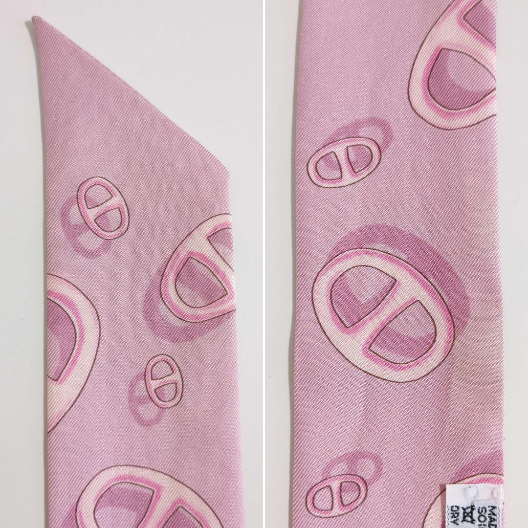 HERMES エルメス ツイリースカーフ シェーヌダンクル ピンク