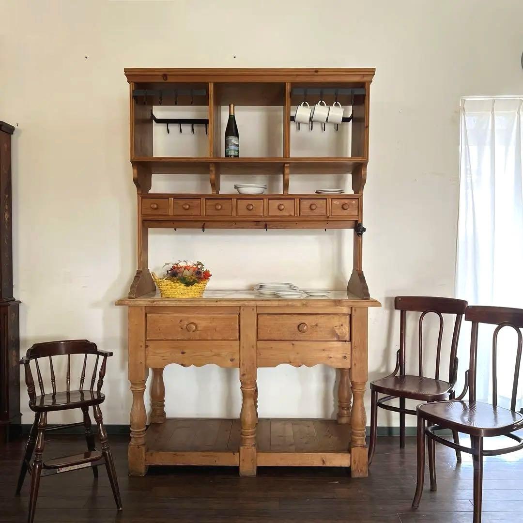 k991r116 フレンチアンティークのカフェキャビネット オールドパイン無垢材