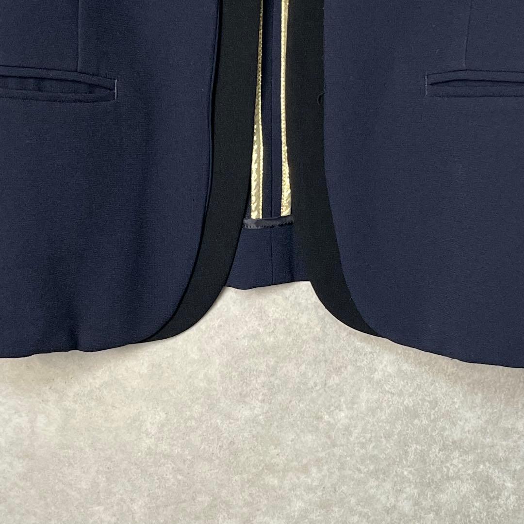 【美品】ベイジ セットアップノーカラー ジャケット CINDY シンディ　紺