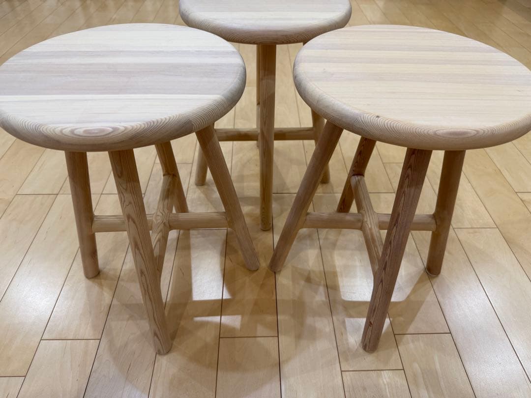 木製円形スツール 3脚セット 高さ42cm