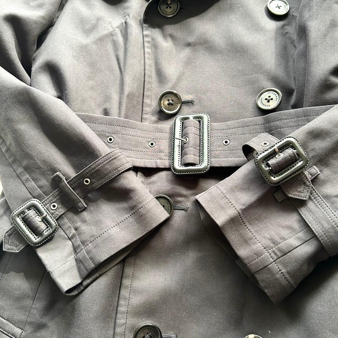 【極美品】バーバリーロンドン　トレンチコート　ロング丈　メガチェック　黒　L相当