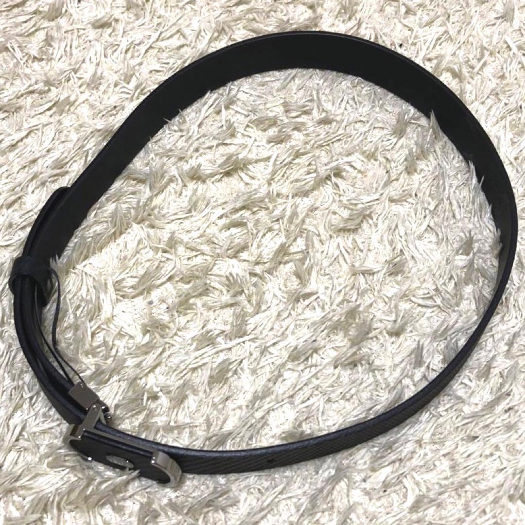 未使用✨ダンヒル　レザーベルト　ロゴ　ブラック