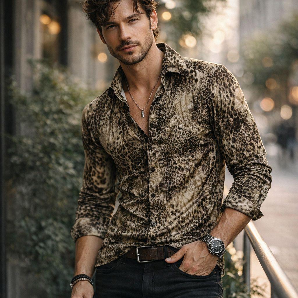 TORNADOMART トルネードマート　レオパード柄 　長袖シャツ　プリーツ