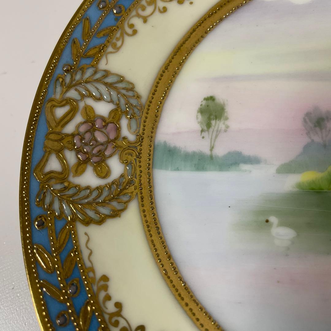 ＊湖水の白鳥＊1906年-1921年＊英国輸出・１５.８cm・オールドノリタケ・