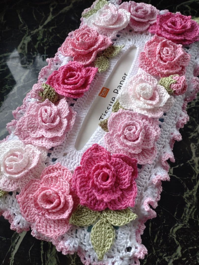 ティッシュボックスカバーかぎ編みインテリア生活道具レース編みドイリー