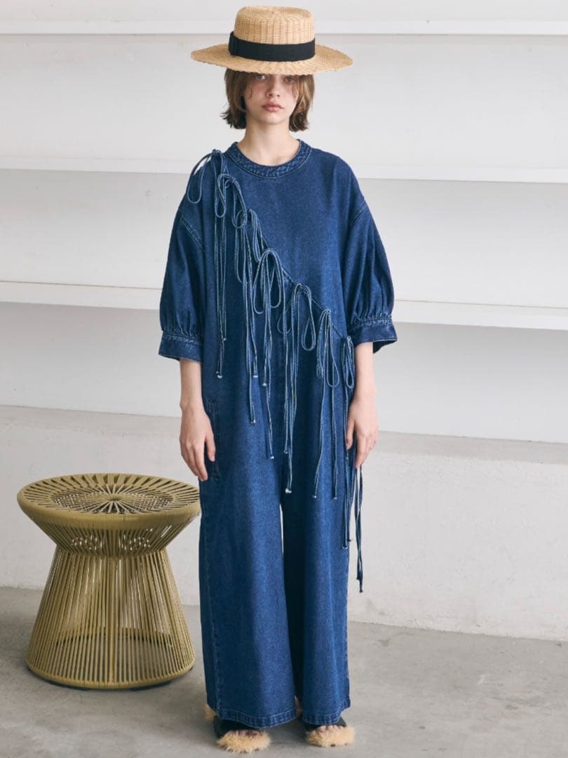 最終値下げ　PERNA ハーフスリーブデニムオールインワン