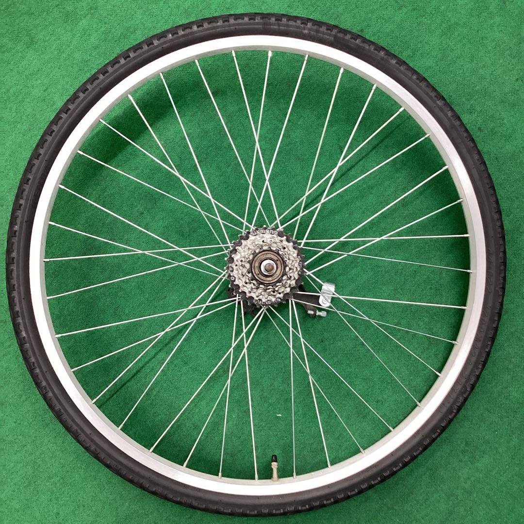 後ホイール　700x42c　外装６段　リア　ON　タイヤ付　ローラーブレーキ付