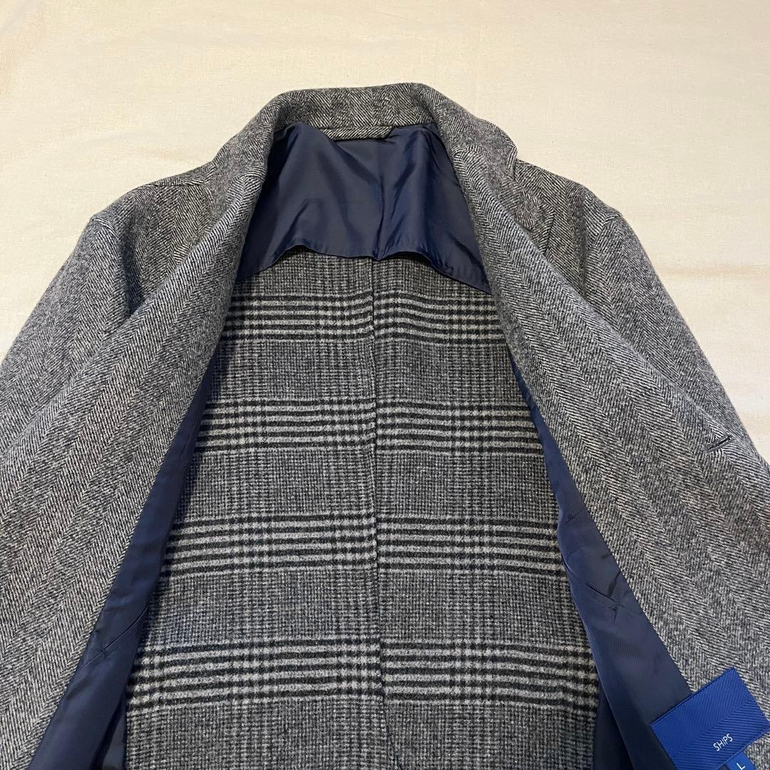 【レア★未使用に近い★滑らかなカシミヤ混】SHIPSヘリンボーンチェスターコート