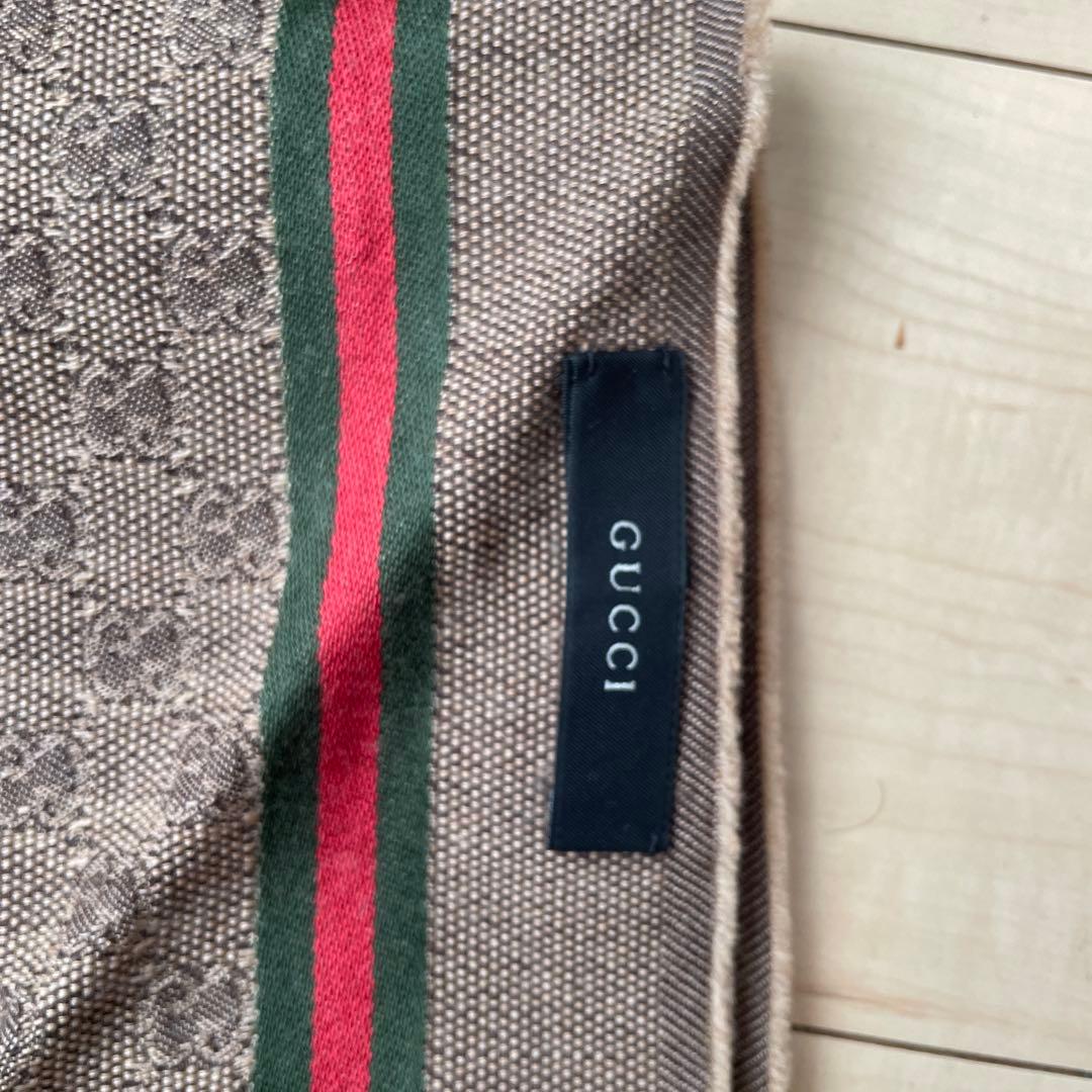 GUCCI GGパターン ストライプ マフラー フリンジ付き
