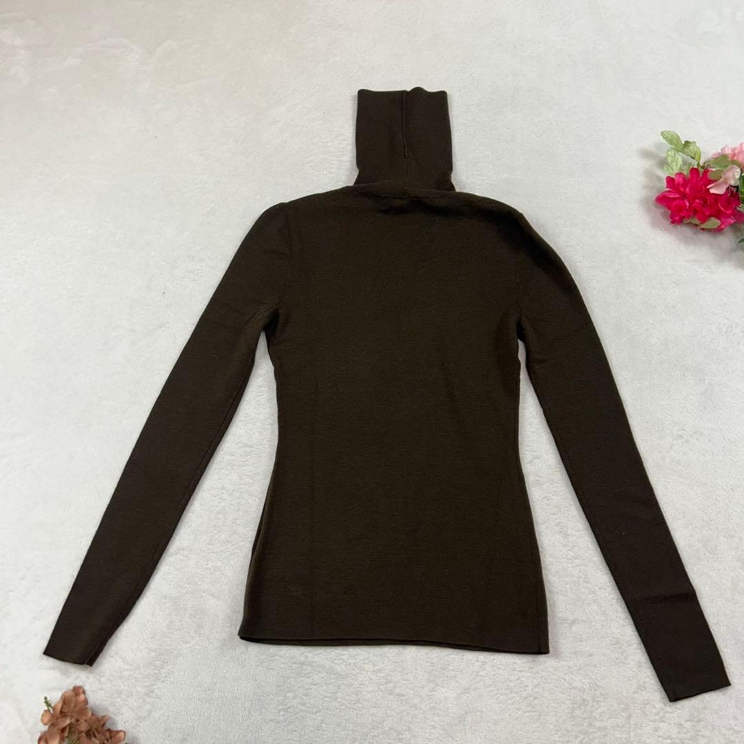 K664 美品 M フォクシー ロゴプレート 長袖 ニット ブラウン レディース