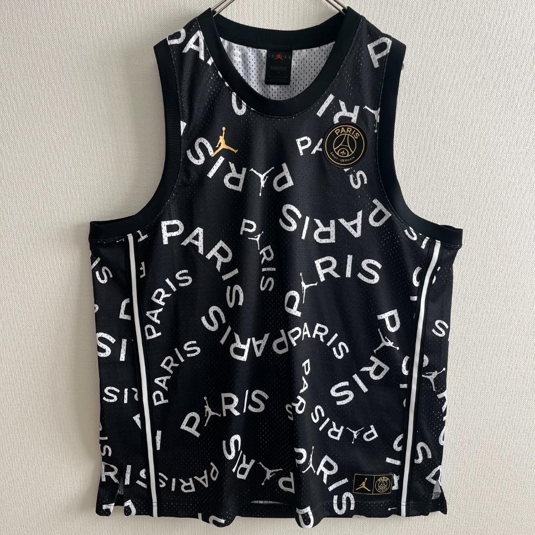 【極美品】ナイキ×パリサンジェルマン×ジョーダン/タンクトップ/総柄/XL/黒