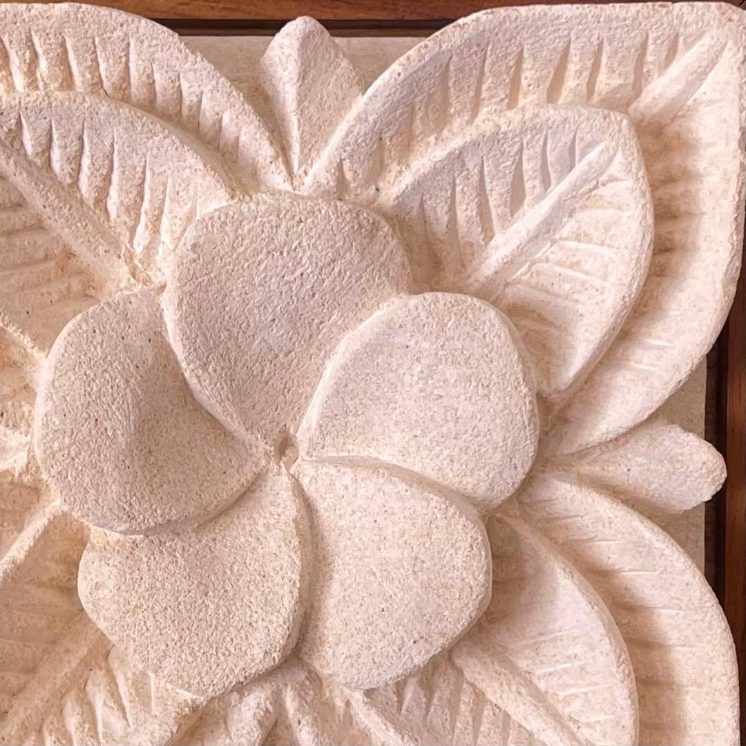 高級チーク材×天然石 壁掛け3点セット｜バリ風 アジアンインテリア（補修あり）