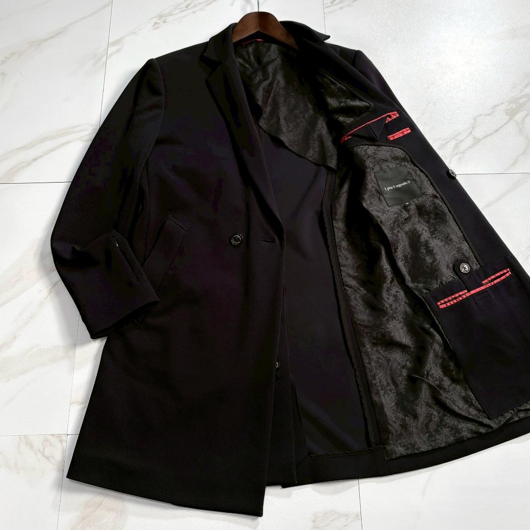 【美品】1piu1uguale3 チェスターコート ペイズリー柄 ダブル