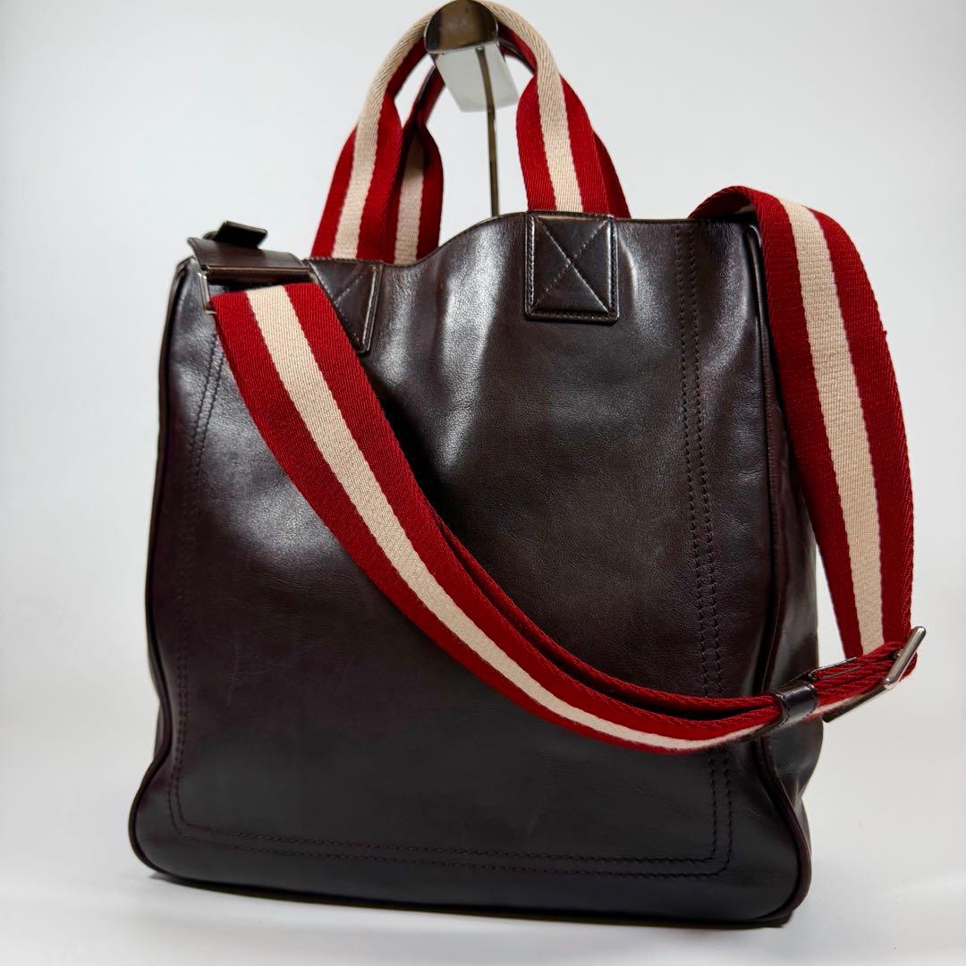 【美品】Bally バリー　トートバッグ　2way トレインスポッティング　濃茶