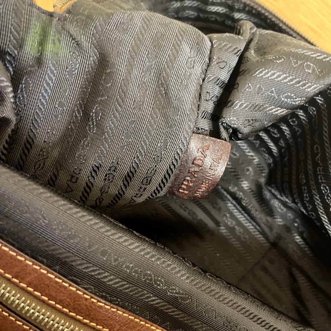 PRADA プラダ　ボストンバック　レザー　キャンバス　ロゴ　ハンドバック