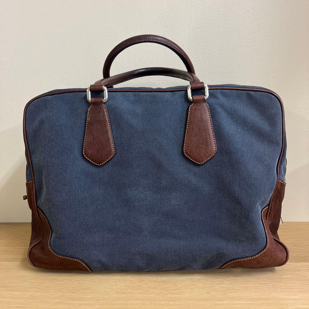 PRADA プラダ　ボストンバック　レザー　キャンバス　ロゴ　ハンドバック