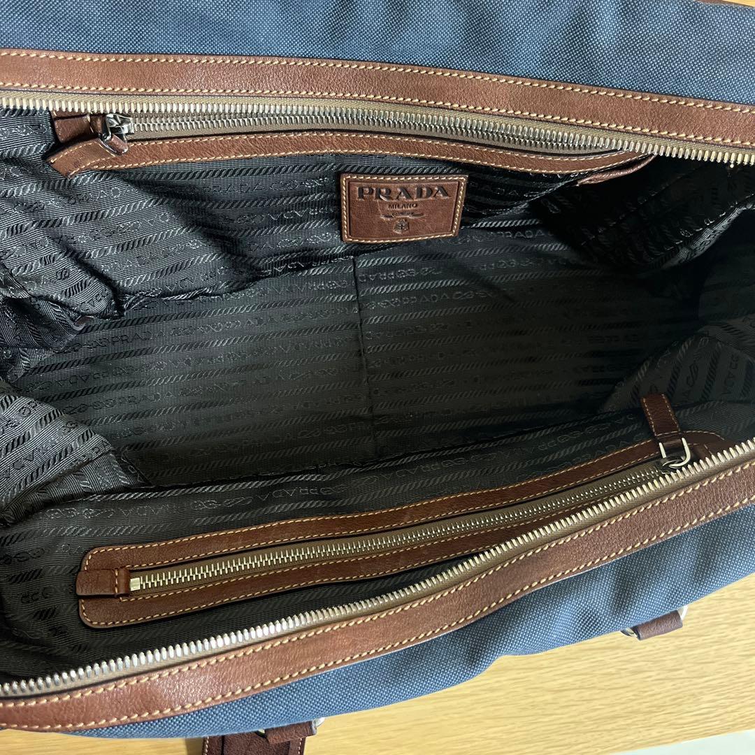 PRADA プラダ　ボストンバック　レザー　キャンバス　ロゴ　ハンドバック