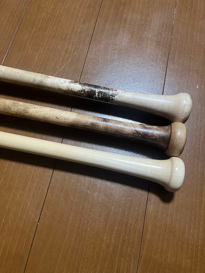 硬式木製バット 3本セット ミズノプロバッティンググローブ付き