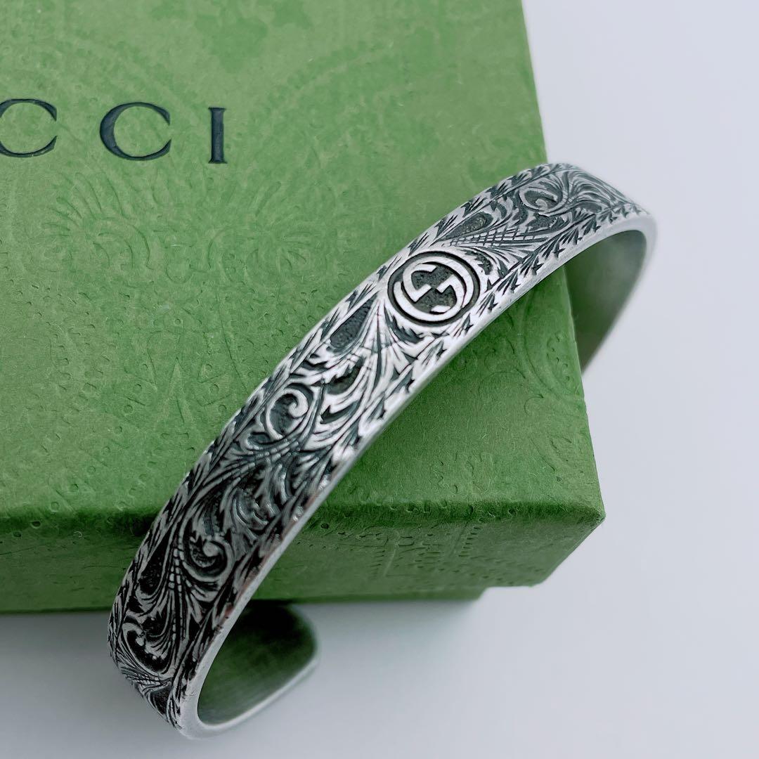 GUCCI バングル　アラベスク　キャット　ブレスレット　シルバー