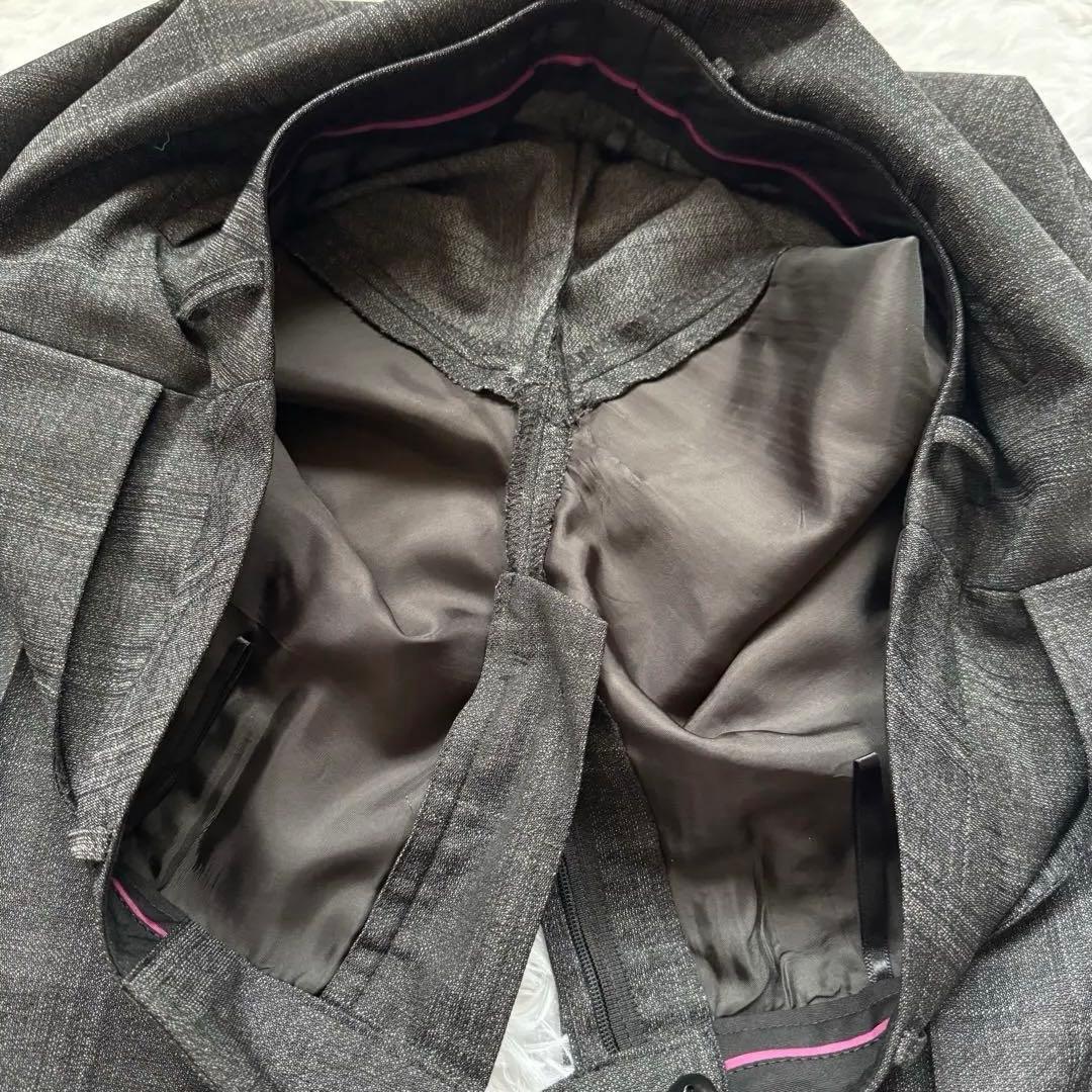 美品✨15号 HILTON セットアップ スーツ ダークグレーチェック洋服の青山