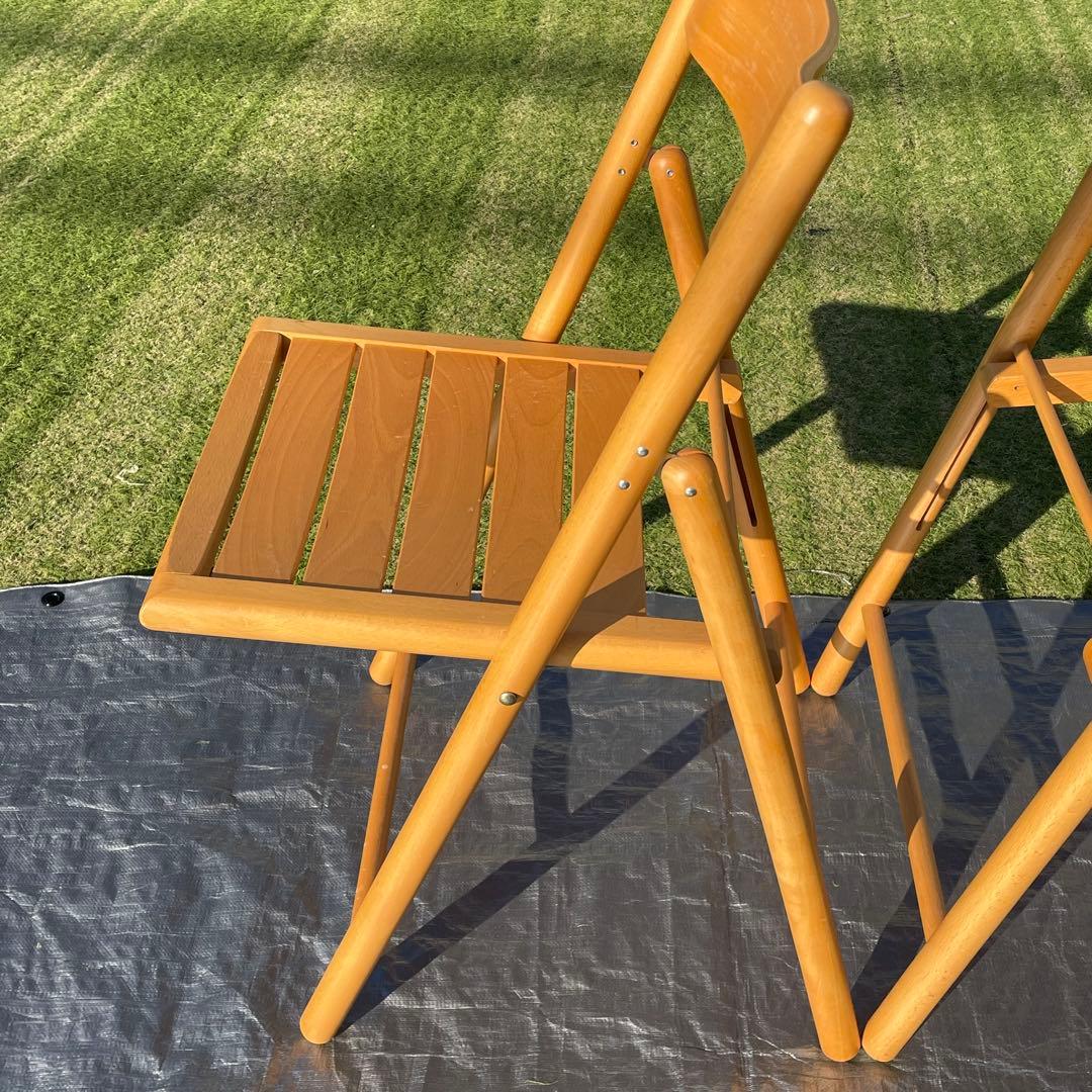 廃盤品 無印良品 木製折りたたみ椅子 フォールディングチェア 2脚