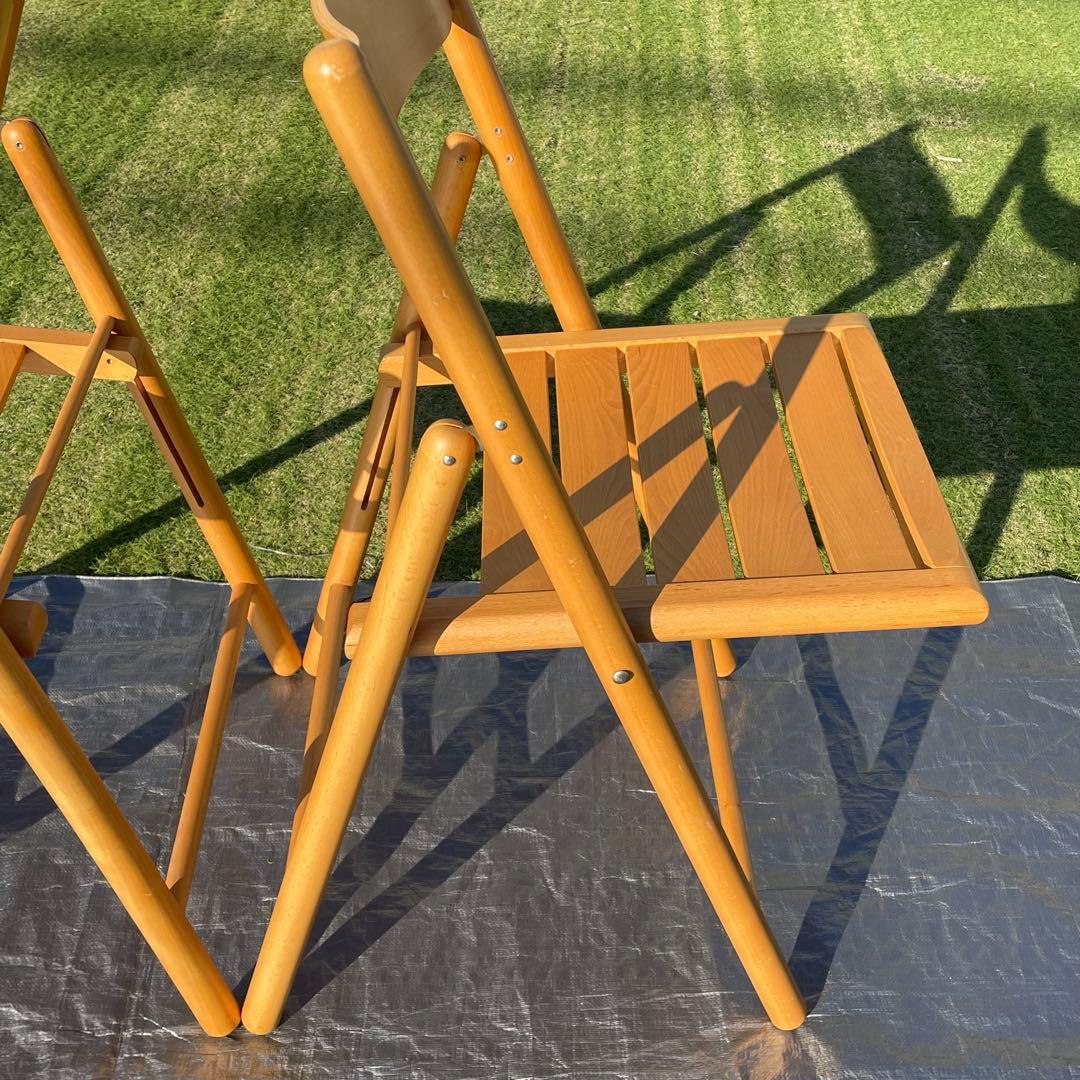 廃盤品 無印良品 木製折りたたみ椅子 フォールディングチェア 2脚