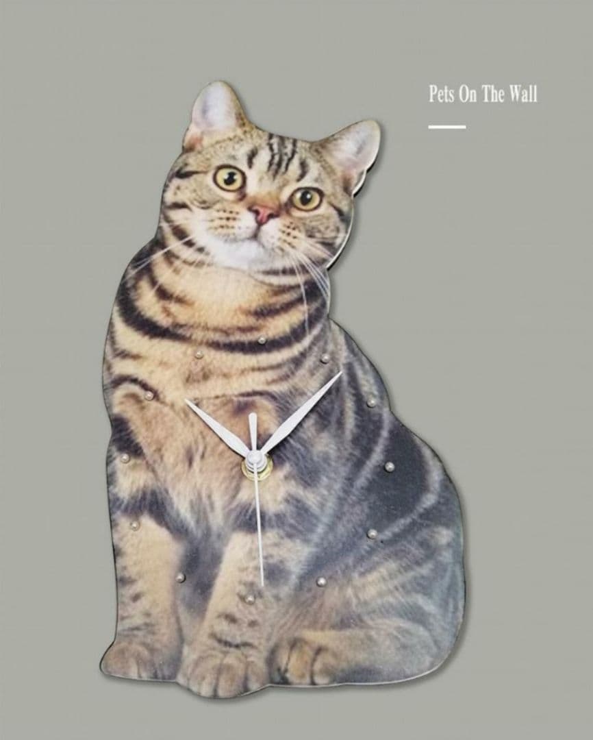 【リアル】壁掛け ペット時計 かわいい アメリカン・ショートヘアー インテリア