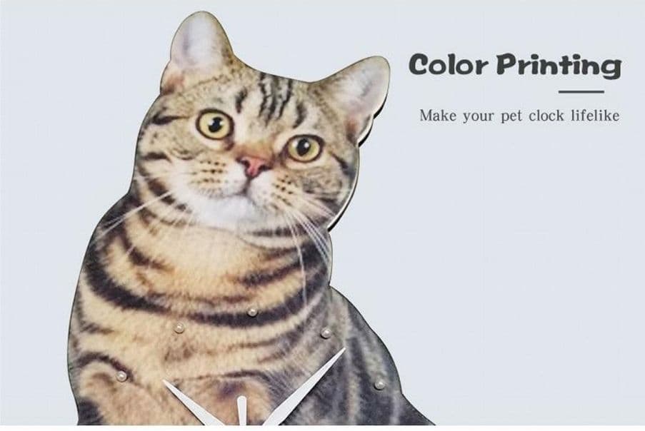 【リアル】壁掛け ペット時計 かわいい アメリカン・ショートヘアー インテリア