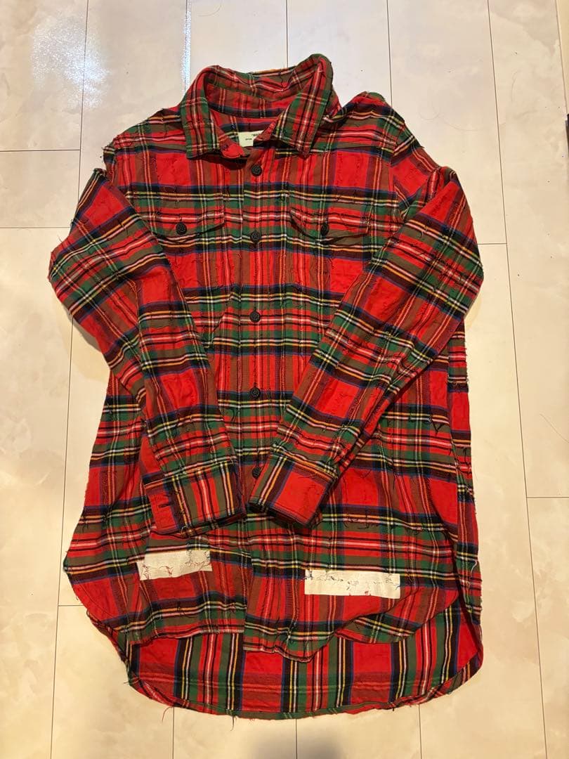 オフホワイト（OFF-WHITE） スプレープリントチェックシャツ