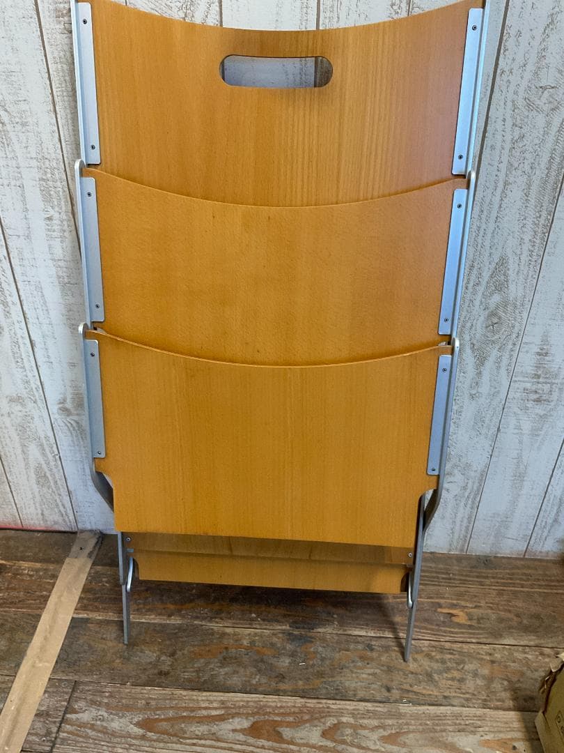 折りたたみ式木製マガジンラック 3段 ナチュラル　YCAMI　イカミ