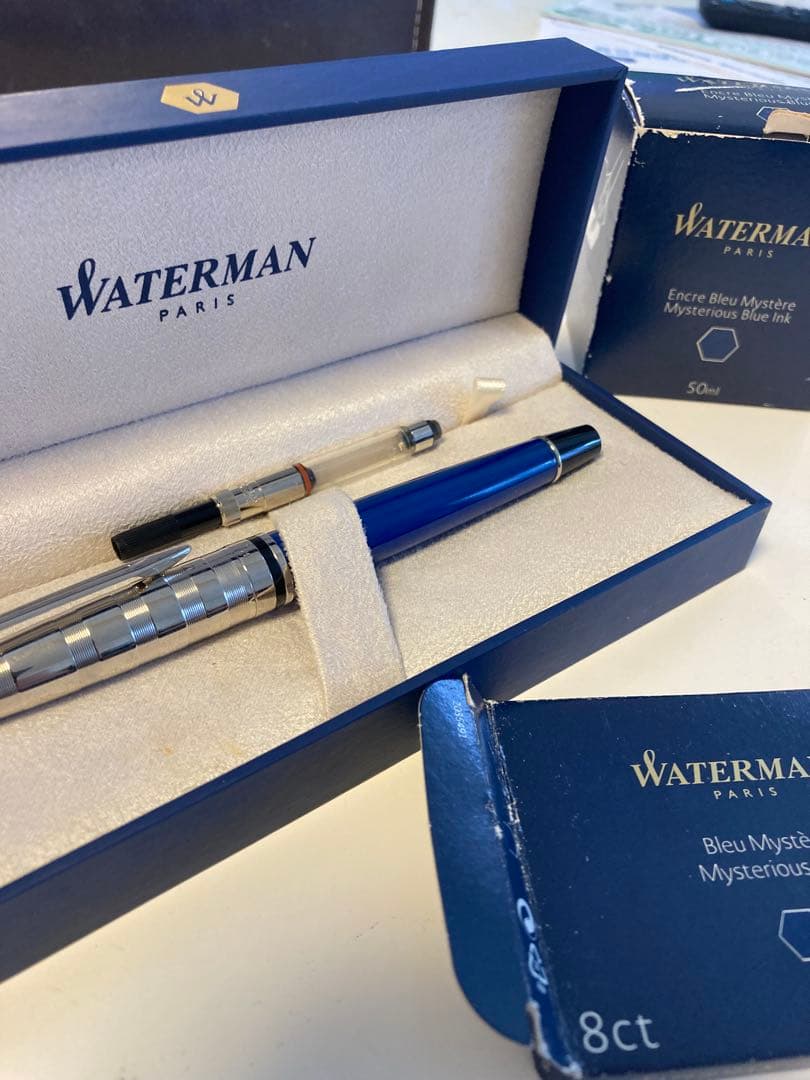 値下げします！WATERMAN 青 万年筆 インクカートリッジ付き