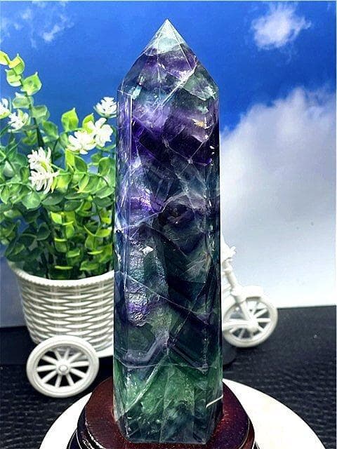 AAA級天然レインボーフローライト(蛍石) 六角柱B89F2/173F10A