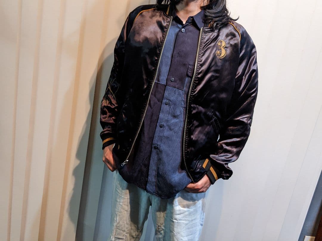 絡繰魂　ONE PIECE　スカジャン　リバーシブル　スーベニアジャケット　　黒