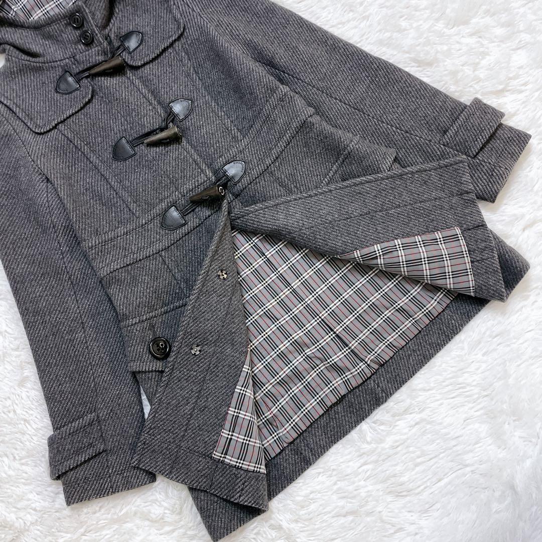 美品✨バーバリーブルーレーベル ダッフルコート グレー ノバチェック トグル M