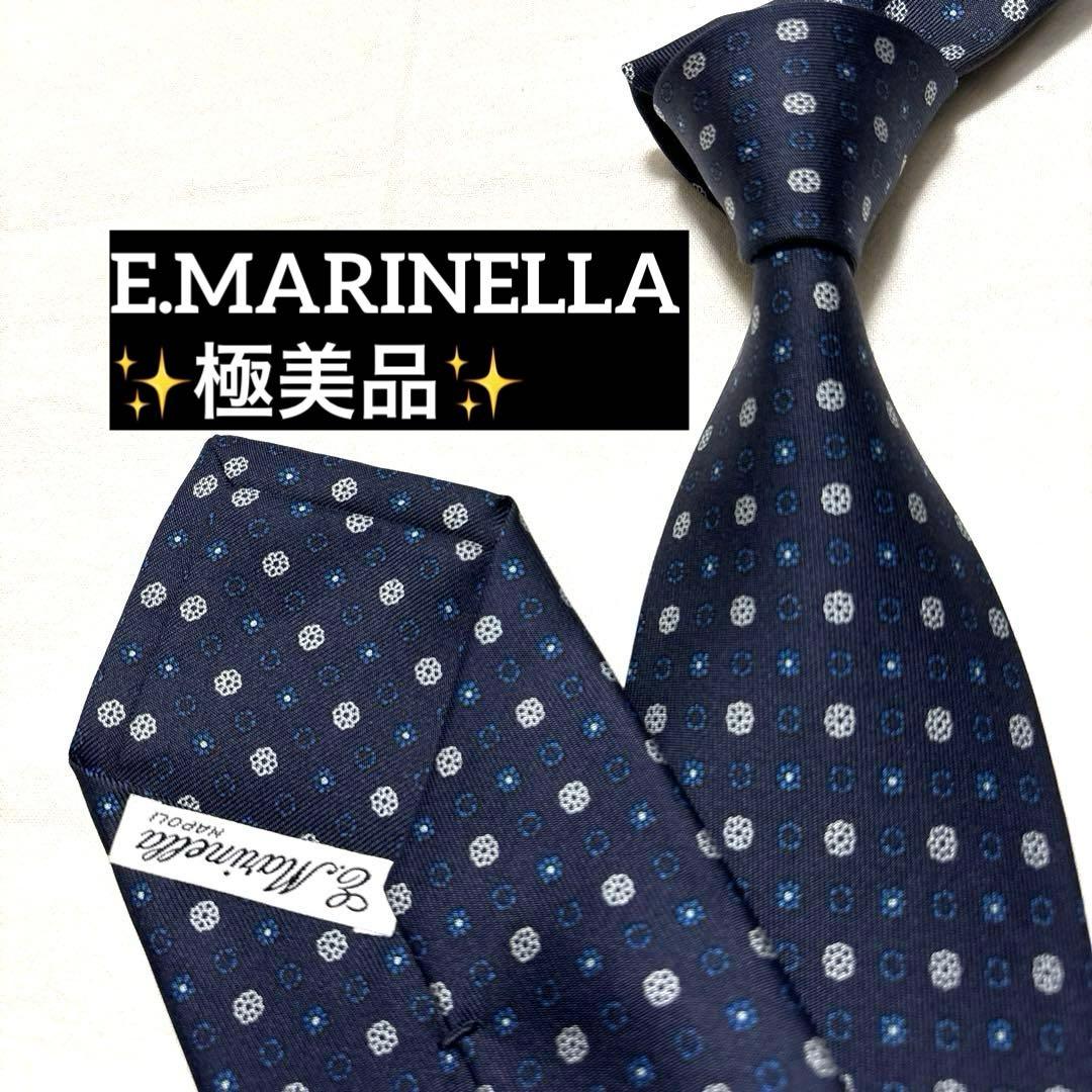 E.MARINELLA　マリネッラ　ネクタイ　ネイビー　小紋柄　極美品